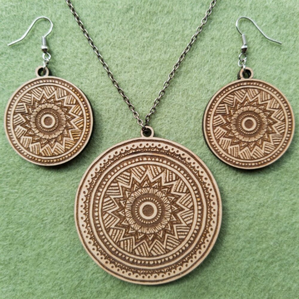 Mandala Pendant and Earrings Set